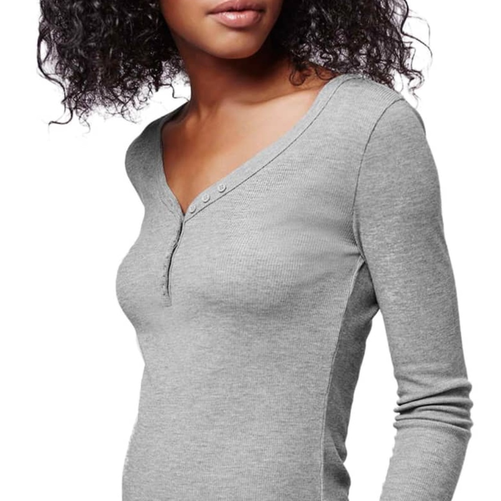 Topshop 'Granddad' Ribbed Henley Top